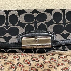 Coach Black and Tan Signature Clutch